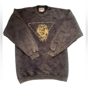 Vintage SDI Lion Graphic Men’s Gray Crewneck  Cotton Retro Long Sweatshirt‎ XL